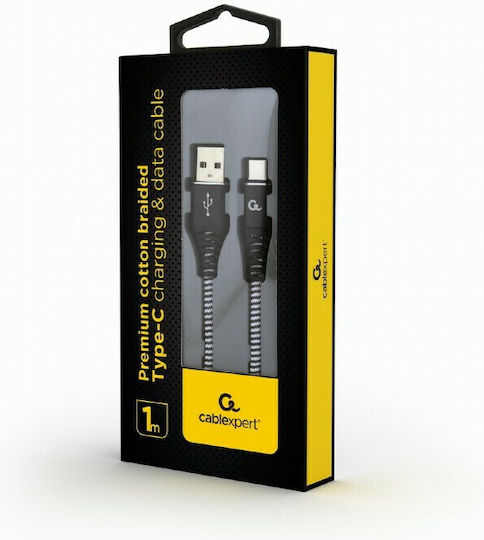 Cablexpert Braided USB 2.0 Cable USB-C Male - USB-A Black 1m CC-USB2B-AMCM-1M-BW