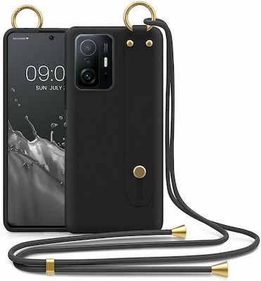 KWmobile Finger Holder Silicone Back Cover with Strap Black (Xiaomi 11T / 11T Pro)