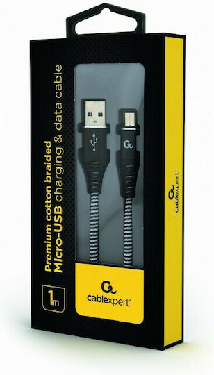 Cablexpert Braided USB 2.0 spre micro USB Cablu Negru 1m (CC-USB2B-AMMBM-1M-BW) 1buc
