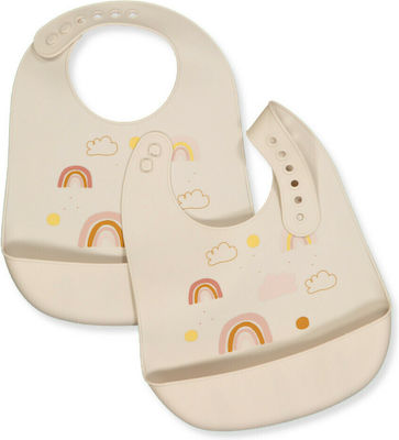 Liewood Rainbow Love Bib Silicone with Button & Pocket Multicolored 2pcs