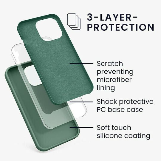 KWmobile Rubberized Back Cover Silicon Pădure verde (iPhone 13 Pro)