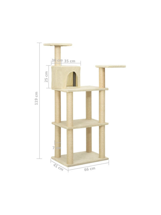 vidaXL Kratzbaum Katzenbäume Beige 5 Ebenen 66x41x119cm