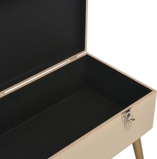 Hocker Bankhocker Mit Stauraum Gepolstert mit Samt Beige 80x34x42cm