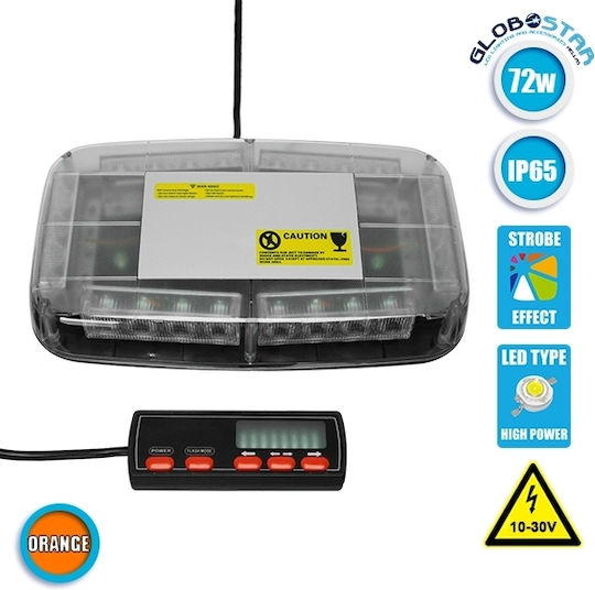GloboStar Car Beacon LED 10 - 30V Waterproof 30cm with Orange Lighting