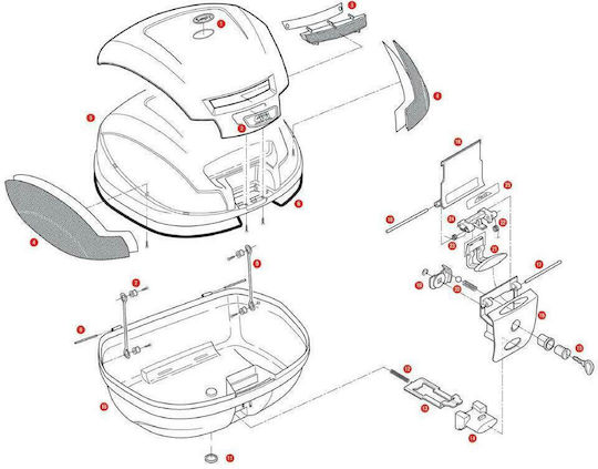 Givi E470 Simply III Monolock Μπαγκαζιέρα Μοτοσυκλέτας 47lt Μαύρη