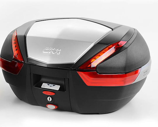 Givi Motorcycle Top Case with Red Reflectors 47L Silver