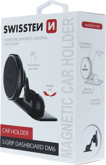 Swissten S-GRIP DASHBOARD DM6 Suport Auto pentru Telefon cu magnet Neagră