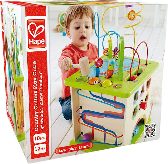 Hape Activity Cube Country Critters Play Cube made of Wood with Sounds for 12++ Months