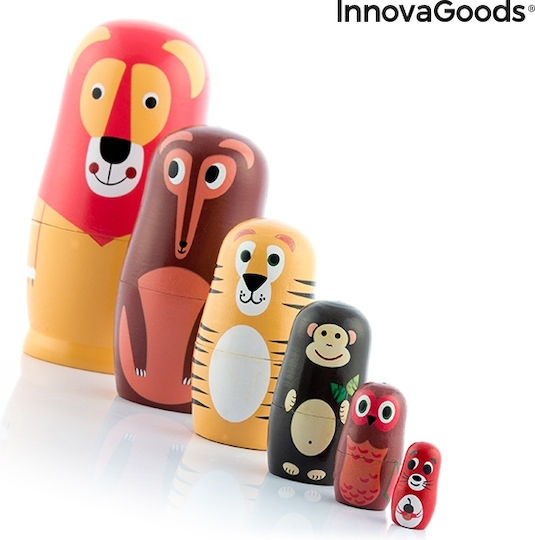 InnovaGoods Tierchen Babuschka mit Tieren aus Holz für 36++ Monate