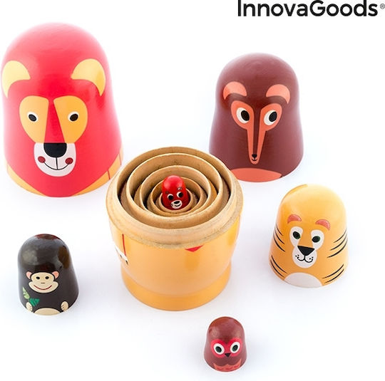 InnovaGoods Tierchen Babuschka mit Tieren aus Holz für 36++ Monate