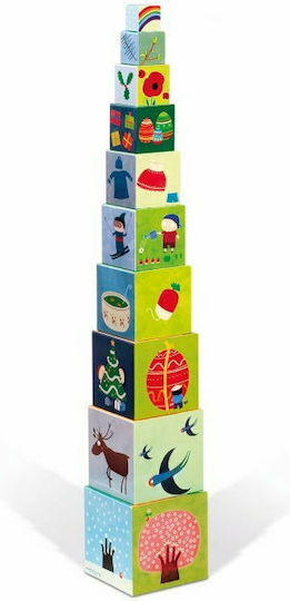Janod Stacking Toy Cubes The Four Seasons for 12++ Months