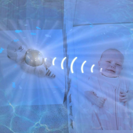 Zazu Sleep Toy Projector Otto the Otter made of Fabric with White Noise and Light for 0++ Months
