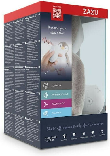 Zazu Sleep Toy Phoebe Penguin made of Fabric with White Noise and Light for 0++ Months