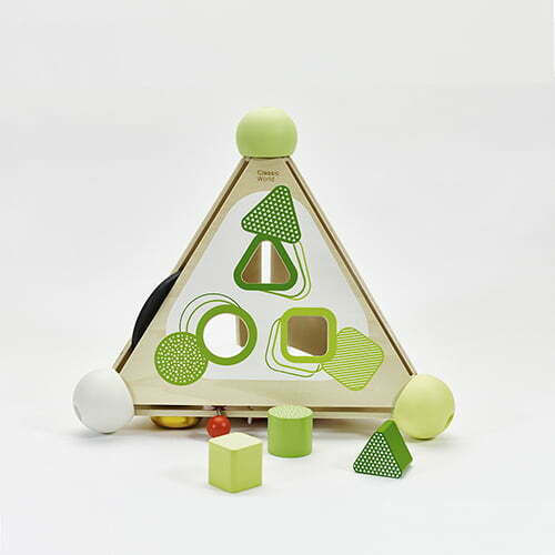 Classic World Shape Sorting Toy Multi-Activity Pyramid made of Wood with Music for 24++ Months