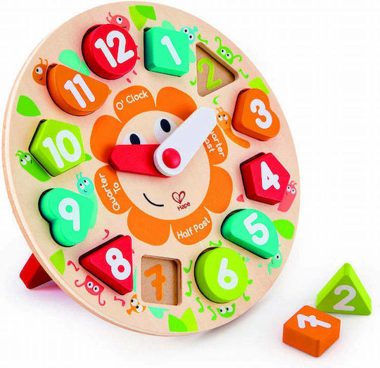 Hape Shape Sorting Toy Happy Puzzles Clock Chunky made of Wood for 36++ Months (Various Designs/Assortments of Designs) 1pc