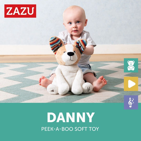 Zazu Животинче Плюшено кученце с люлеещи се ушички от плат с музика за 0++ месеца