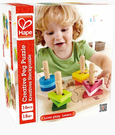 Hape Jucărie de Sortare a Formelor Early Explorer Creative Peg Puzzle din Lemn pentru 18++ Luni