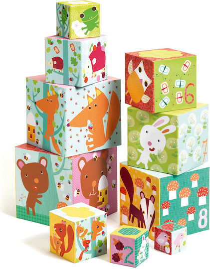 Djeco Stapelspielzeug Cubes Pyramid Forest für 12++ Monate