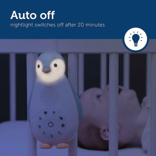 Zazu Zoe Sleep Penguin White Sounds Bluetooth Night Light Blue Rechargeable