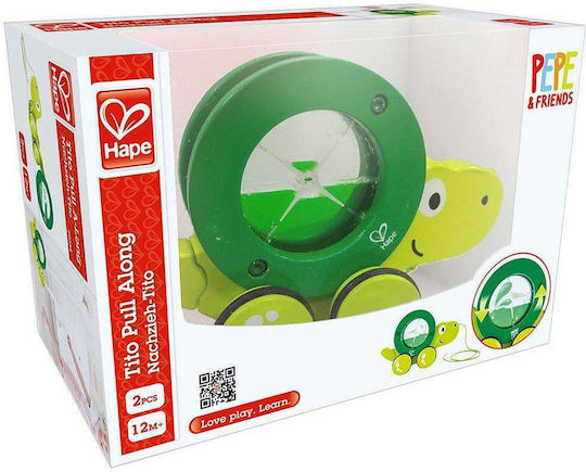Hape Jucărie de Tras Push & Pull Țestoasă Glisantă Tito din Lemn pentru 10++ Luni (Diverse modele) 1 buc