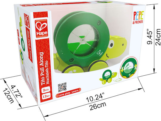 Hape Jucărie de Tras Push & Pull Țestoasă Glisantă Tito din Lemn pentru 10++ Luni (Diverse modele) 1 buc