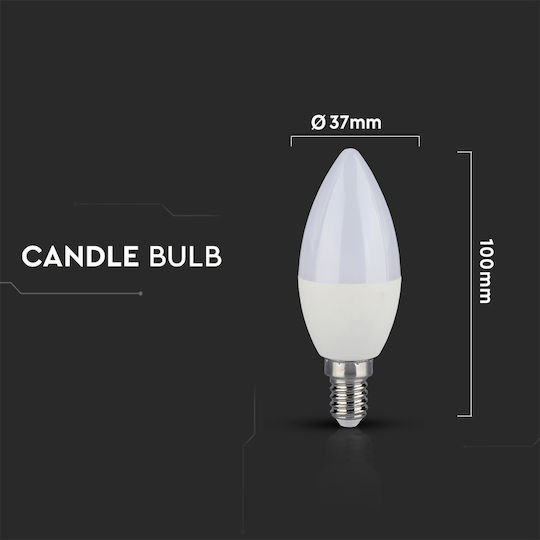 V-TAC VT-2226 LED Bulb 5.5W 100mm for Socket E14 and Shape C37 Natural White 470lm