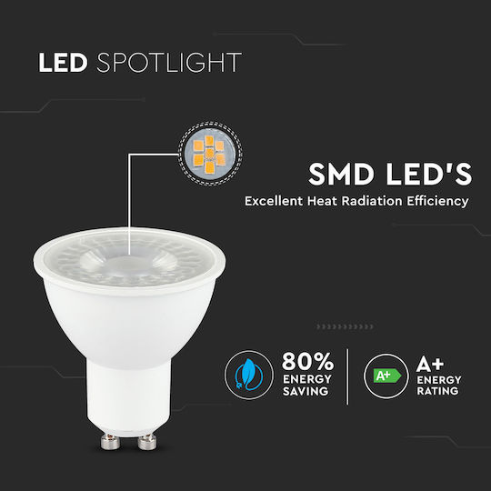 V-TAC VT-2206 LED Bulb 6W for Socket GU10 and Shape MR16 Warm White 400lm