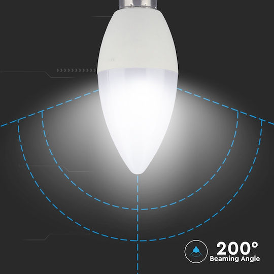 V-TAC VT-2226 LED Bulb 5.5W 100mm for Socket E14 and Shape C37 Natural White 470lm