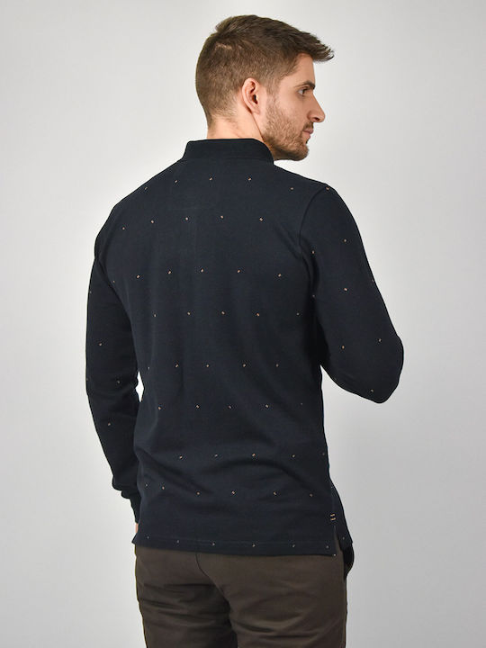 Side Effect Men's Long Sleeve Blouse Polo Navy Blue