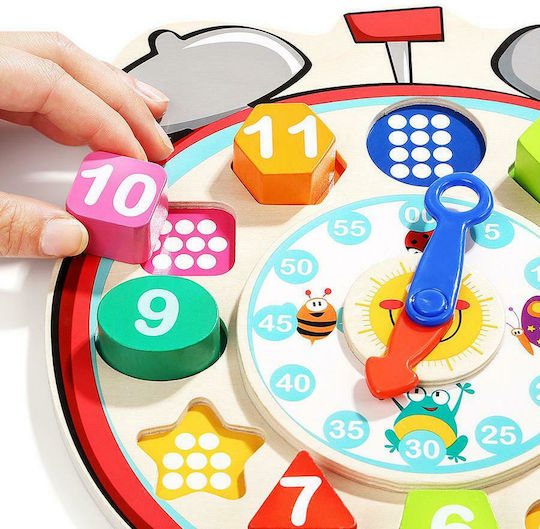 Top Bright Παιχνίδι Ταξινόμησης Σχημάτων Clock Puzzle With Blocks από Ξύλο για 24+ Μηνών