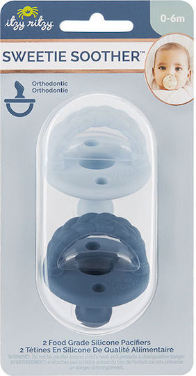 Itzy Ritzy Sweetie Ορθοδοντικές Πιπίλες Σιλικόνης Braids - Blue για 0-6 μηνών 2τμχ