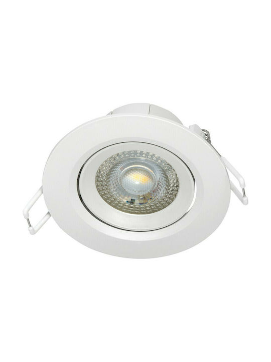 VK Lighting Кръгла Пластмаса Вграден Спот с Патрон Вграден LED 5W Регулируем Бял 9x9см. 1бр