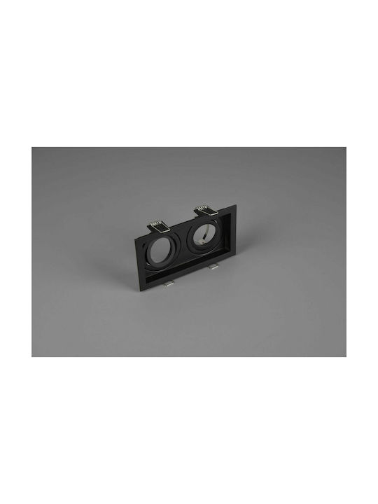 Trio Lighting Kenai Rechteckig Metallisch Einbau Spot mit Fassung GU10 Doppelt verstellbar Schwarz 17.2x9.2cm. 1Stück