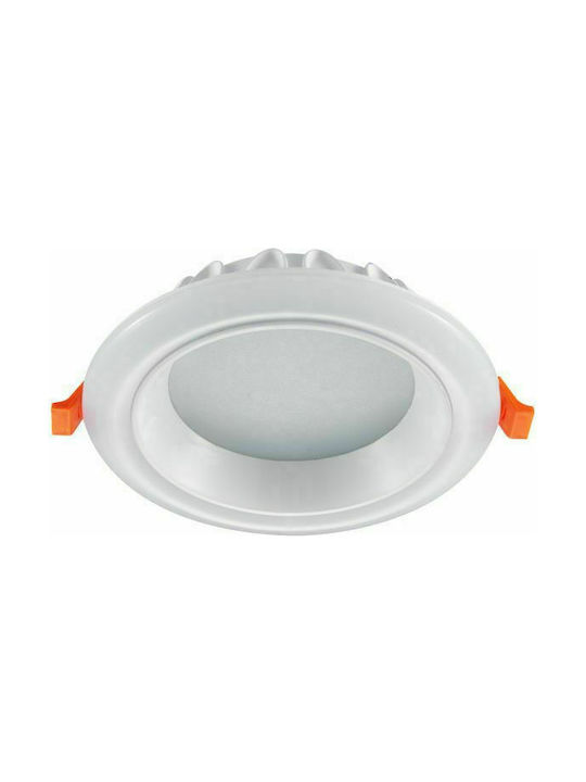 Spot Light Στρογγυλό Μεταλλικό Χωνευτό Σποτ με Ενσωματωμένο LED και Φυσικό Λευκό Φως SMD 6W Λευκό 9x9εκ.