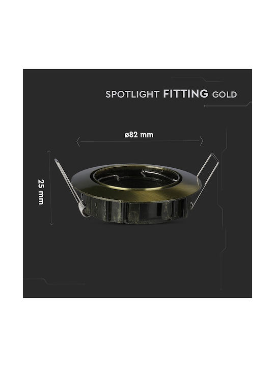 V-TAC Round Metallic Frame for Spot GU10 Moving Gold 8.2x8.2cm. 1pcs