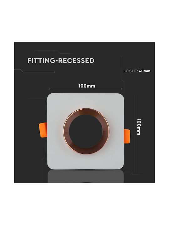 V-TAC Square Plaster Frame for Spot GU10 Gray 10x10cm. 1pcs