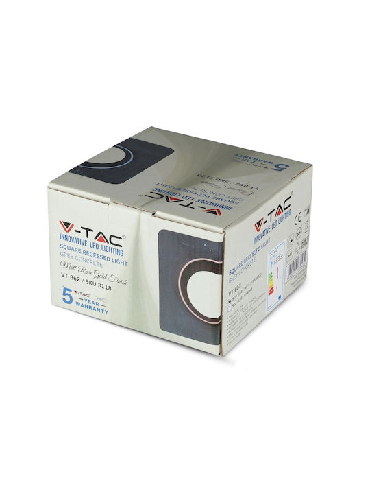 V-TAC Square Plaster Frame for Spot GU10 Gray 10x10cm. 1pcs