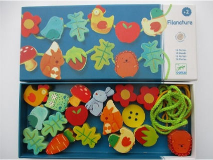 Djeco Lacing Toy Filanature Animals-Nature on the Cord made of Wood for 24++ Months