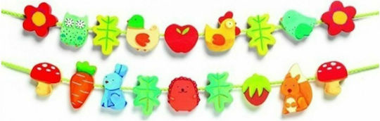 Djeco Lacing Toy Filanature Animals-Nature on the Cord made of Wood for 24++ Months
