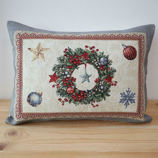 Dimeco Коледна Декоративна Калъфка Квадратна Червен Коледно шоу 45x45cm