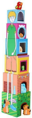 Small Foot Stacking Toy Colourful Stacking Cube Pets made of Wood for 12++ Months