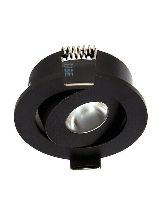 VK Lighting Στρογγυλό Μεταλλικό Χωνευτό Σποτ με Ενσωματωμένο LED και Θερμό Λευκό Φως 3W Κινούμενο Μαύρο 5.2x5.2εκ. 1τμχ