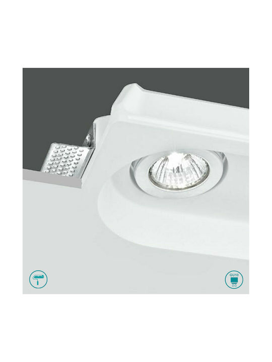 Fan Europe Morganaq2 Parallelogram Plaster Recessed Ceiling Spot with GU10 Bulb Base White 25.5x15.5cm