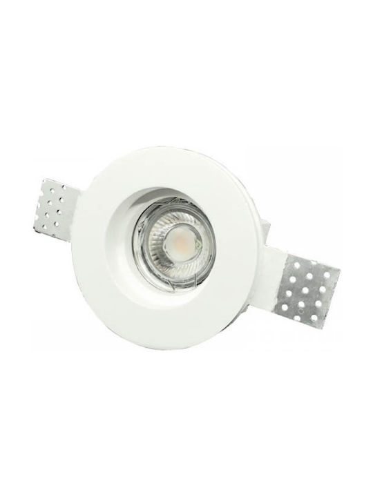 Inlight Round Plaster Recessed Spot with Socket GU10 White 10x10cm.