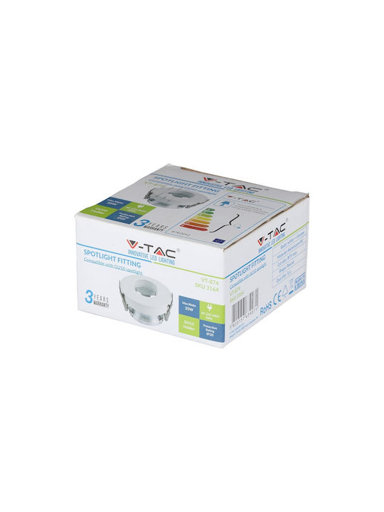 V-TAC Round Metallic Frame for Spot GU10 White 7.5x7.5cm. 1pcs
