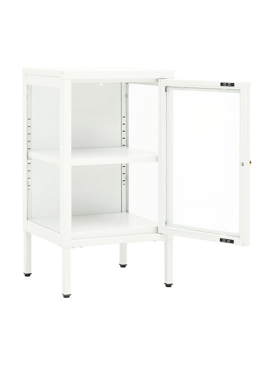 Floor-standing Living Room Display Cabinet made of Metal with Glass White 38x35x70cm