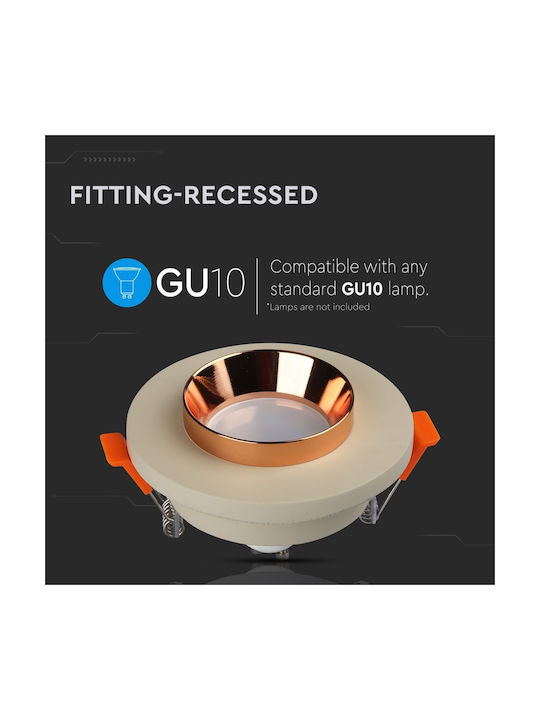 V-TAC Round Metallic Frame for Spot GU10 Copper 8x8cm. 1pcs