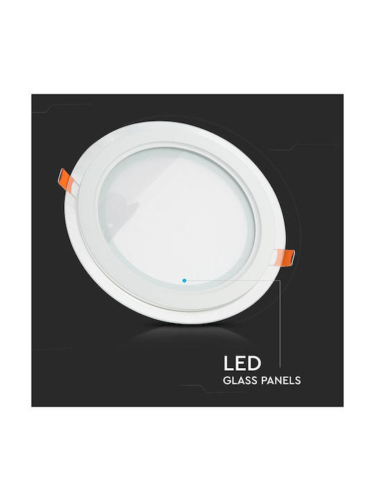 V-TAC Rotund Sticlă Spot Încorporat cu LED Integrat și Lumină Alb Rece 6W 6400K Alb 10x10cm. 1buc