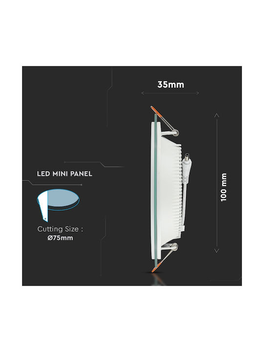 V-TAC Rotund Sticlă Spot Încorporat cu LED Integrat și Lumină Alb Rece 6W 6400K Alb 10x10cm. 1buc