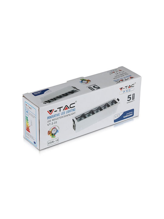 V-TAC Rectangle Metallic Recessed Spot with Integrated LED and Warm White Light Black 13x5.4cm. 1pcs